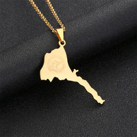 Charm Eritrea Map Flag Pendant Thin Necklaces for Women Girls Silver Color/Gold Jewelry African Map of Eritrean Ethnic Gifts