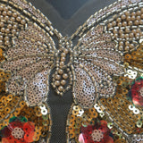 Fashion Luxury beaded sequin embroidery butterfly lace appliques for wedding dresses Rhinestone  applique parches ropa