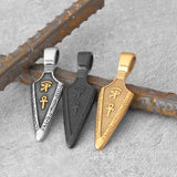 Viking Stainless Steel Gold Color Spear Pendant Necklace Scandinavian Rune Amulet Black Necklace Jewelry Men's Punk Hip Hop Gift