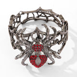 Halloween Jewelry Fun Quirky Alloy Rhinestone Spider Elastic Adjustable Bracelet Bangle For Women Party Accessories