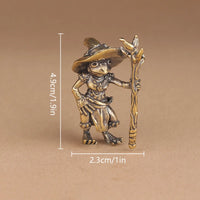 Vintage Brass Frog Wizard Statue Desktop Ornament Metal Cute Figurines Miniatures Home And Office Decoration Car Ornaments