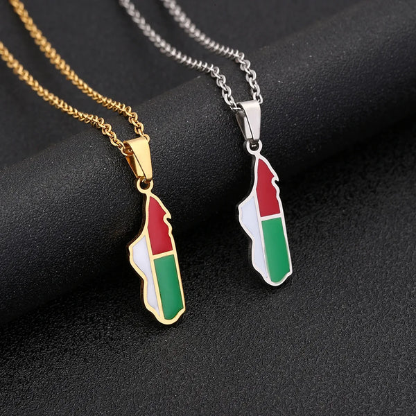 2024 new stainless steel motor Gasgas map necklace famous ethnic style female niche design sense of light luxury sweater chain A