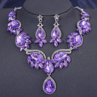 Fashion Crystal Necklaces Multiple Colors Rhinestone Choker Necklaces earrings set for Women Bridal Weddings Jewelry Party