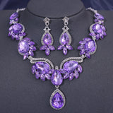 Fashion Crystal Necklaces Multiple Colors Rhinestone Choker Necklaces earrings set for Women Bridal Weddings Jewelry Party
