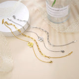 Cazador Stainless Steel Amulet Buddhism Yoga OM Anklets Women Double Layer Beads Chain Ankle Bracelet Jewelry Summer Accessories
