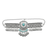 Ethnic Statement Collar Necklace for Women Choker Bohemian Vintage Hollow Geometric Crystal Rhinestone Beads Coin Tassel Jewelry
