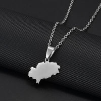 Anniyo 2.3cm Spain Ibiza Map Pendant Necklaces for Women Girl Iviza Ivica Stainless Steel Jewelry #012462