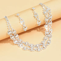 Ladies' light luxury style design necklace, earrings, jewelry set suitable for weddings, gatherings, holidays, gifts