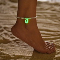 Luminous Acrylic Shell Beaded Anklets For Women Men Adjustable Woven Rope Ankle Bracelet Beach Foot Chain Jewelry Accessories