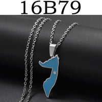 Anniyo Somalia Map (Light Blue Flag) Pendant Necklaces for Women Girls Jewelry Charms Maps @360921