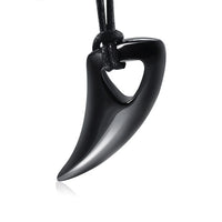 Punk Hip Hop Wolf Tooth Leather Rope Pendant Necklaces For Men Women Stainless Steel Fashion Animal Amulet Jewelry Wholesale