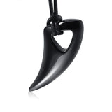 Punk Hip Hop Wolf Tooth Leather Rope Pendant Necklaces For Men Women Stainless Steel Fashion Animal Amulet Jewelry Wholesale
