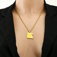 Stainless steel geometric Egyptian city name necklace, couple style ethnic titanium steel pendant accessory