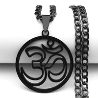 Yoga Lotus Om Symbol Pendant Necklace for Women Men Stainless Steel Gold Color Male Chain Buddhist Jewelry collar 8415-QKC