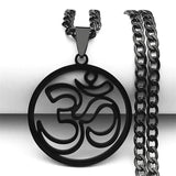 Yoga Lotus Om Symbol Pendant Necklace for Women Men Stainless Steel Gold Color Male Chain Buddhist Jewelry collar 8415-QKC