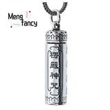 Vintage Ethnic Style Sterling Silver Simple Fashion Shurangama Mantra Buddha's Hand Wu Box Pendant Mascot Exquisite Holiday Gift