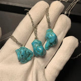 HEYYA STONE  Natural Turquoise Pendant Necklace For Women 925 Silver Plated Simple Fine Jewelry Gemstone Classic Style