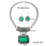 Bohemia Ethnic Vintage Alloy Acrylic Sheet Statement Choker Necklace And Earrings Jewelry Set For Women Party Accessories
