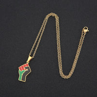 2024 new fashion stainless steel African fist symbol necklace for men and women geometric national style collarbone chain annive