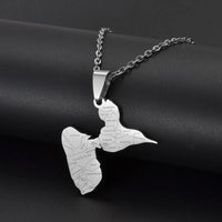Anniyo Guadeloupe Map City Name Pendants Necklaces for Women Jewelry France Guadeloupe Maps @335621