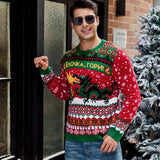 2025 Winter Christmas Men's Knitted Sweater Cartoon Print Full Sleeve O Neck Warm Soft Knitwear Adults Jumper Xmas Look Pullover