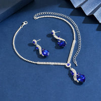 Ladies' fashionable peach heart design necklace earrings jewelry set suitable for daily wear and holiday gifts