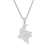 2024 New fashion stainless steel Columbia map with city necklace for women and men couples ethnic style accessory collarbone cha