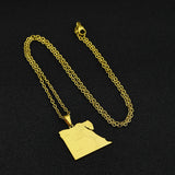 Stainless steel geometric Egyptian city name necklace, couple style ethnic titanium steel pendant accessory