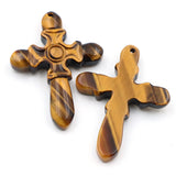 Natural Stone Tiger Eye Carving Pendant Charms For Jewelry Making Accessories DIY Cross Necklace Jewelry Pendants Findings Gift