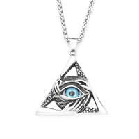 Gothic Vintage Evil Eye Pendant For Men Stainless Steel Punk Hip Hop Fashion Triangle Necklace Unique Amulet Jewelry Wholesale