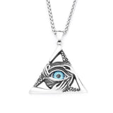 Gothic Vintage Evil Eye Pendant For Men Stainless Steel Punk Hip Hop Fashion Triangle Necklace Unique Amulet Jewelry Wholesale