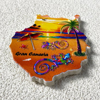 Gran Canaria Island, cultural and creative tourist souvenirs by the sea, sunset, gecko 3d home decoration refrigerator magnets