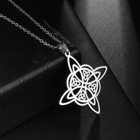 Exquisite Stainless Steel Pattern Witch Knot Pendant Necklace Celtic Knot Lucky Jewelry Christmas Gift for Friends and Family