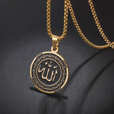 Exquisite Stainless Steel Islamic Muslim Calligraphy Arabic Pendant Necklace Men Women Religious Jewelry Accessories