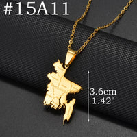 Anniyo India Pakistan Bangladesh Map Pendant Necklaces for Women Stainless Steel Jewelry #518462