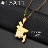 Anniyo India Pakistan Bangladesh Map Pendant Necklaces for Women Stainless Steel Jewelry #518462