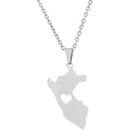 2024 new fashion stainless steel smooth Peru map heart necklace for women and men couples ethnic style accessories collarbone ch