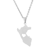 2024 new fashion stainless steel smooth Peru map heart necklace for women and men couples ethnic style accessories collarbone ch