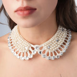 Pearl Beaded Lace Trim Collar Ribbons Women Necklace Wedding Jewelry for Clothes Dress  Beads Crystal Collar Wedding Jewelry
