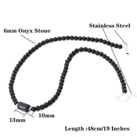 Unique Black Onyx Stone 12 Constellations Necklace For Men 19 Inches Stainless Steel Buckle Short Collar Casual Accessories Him