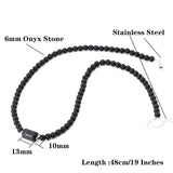 Unique Black Onyx Stone 12 Constellations Necklace For Men 19 Inches Stainless Steel Buckle Short Collar Casual Accessories Him