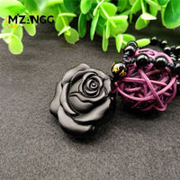 Obsidian Rose Pendant Personalized Black Rose Hand-carved Fashion Couple Rose Pendant High-grade Gifts