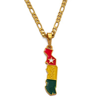 Anniyo 3.7CM Flag and Map of Togolaise Pendant Necklaces for Women Men Togo Maps Gold Color Jewelry Togolese Itmes #122206