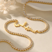 MYDIY Luxury Tennis Chain Personalized Arabic Necklace Arabic Calligraphy Custom 18k gold plated Name Pendant Jewelry For Women