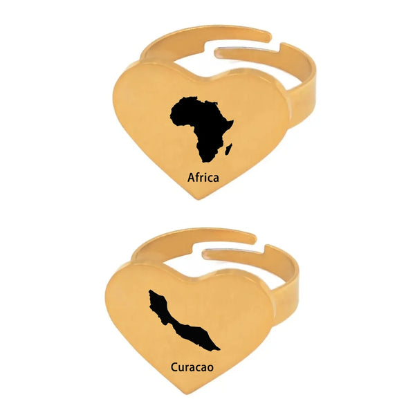 Anniyo Curacao Africa Map Ring for Women Men Stainless Steel Jewelry @22A48