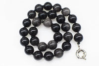 black Agate round Obsidian 10mm 12mm 14mm 16mm 18mm 20mm necklace 45cm wholesale beads nature jewelry