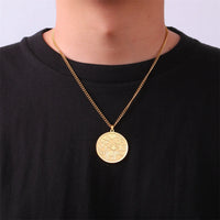 Jeshayuan Evil Eye Clover Man Necklace Horseshoe Yoga Om Pendant Love Chains Choker Neck Lucky Amulet Stainless Steel Jewelry
