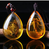 Natural Baltic Amber Butterfly Necklace Men Women Healing Gemstone Fine Jewelry Scorpion In Amber Pendant Sweater Chain Necklace