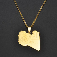 Anniyo Libya Map Cities Pendant Necklace Jewelry Libyan Stainless Steel #321821