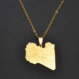 Anniyo Libya Map Cities Pendant Necklace Jewelry Libyan Stainless Steel #321821